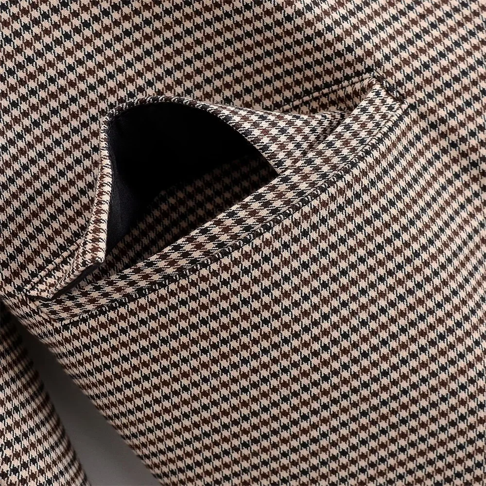 Winter neue Damen Pendeln zweireihige lässige alte Geld-Stil Qianniao Gitter Anzugjacke