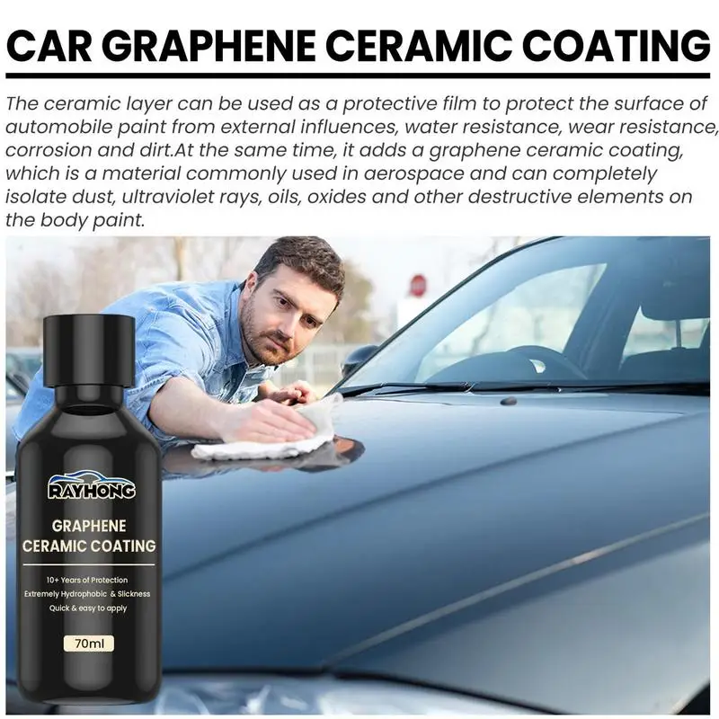 Recubrimiento cerámico de grafeno automotriz, capa Nano hidrofóbica de Coatin líquido, agente de recubrimiento de pintura de pulido, pulido de coche, 70ml