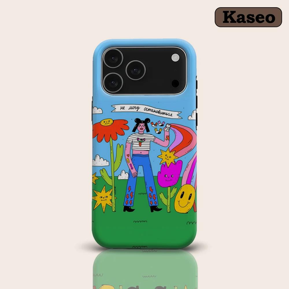 Retro-Blumenmädchen-Magnet-Handyhülle für iPhone 17 16 15 14 13 Pro Max Plus – Robuste Einzel- und Doppelschicht-Hülle