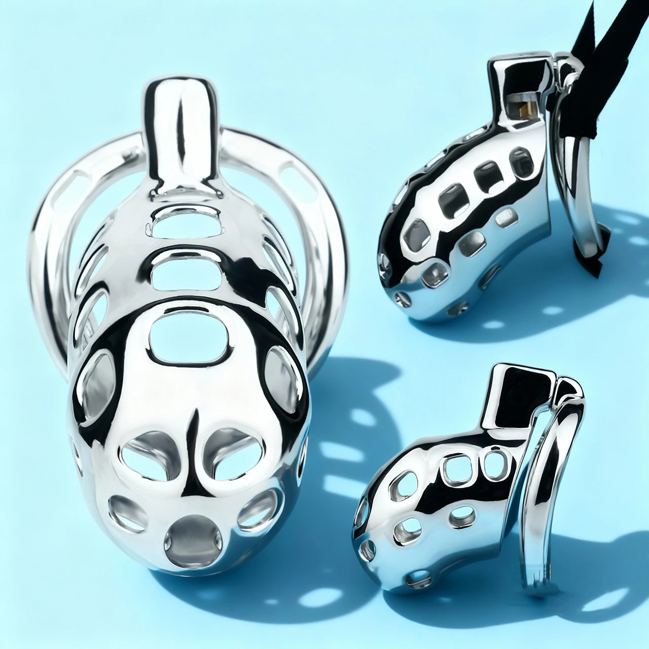 FRRK Femboy Abstinence Breathable Metal Chastity Device With Three-Way Elastic Auxiliary Strap Penis Bondage Adult Fetish Toys 3