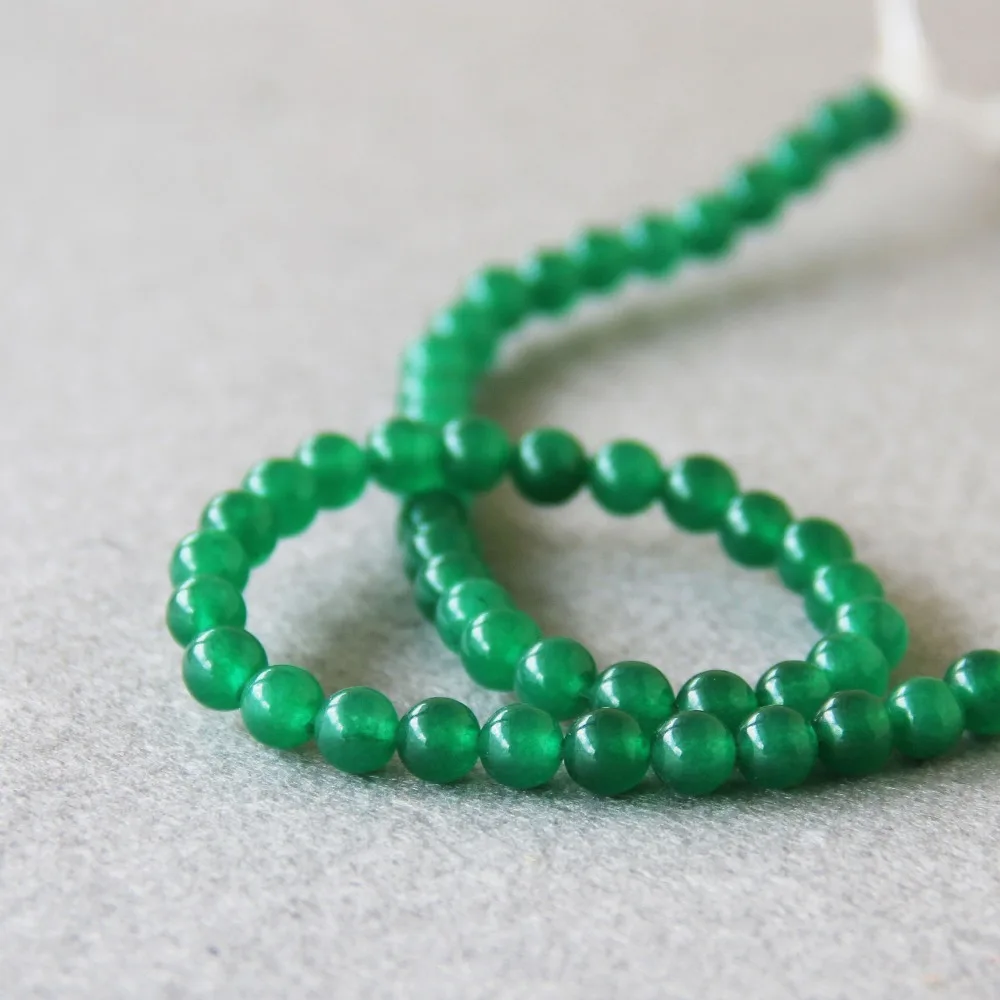 6mm Fashion Natural Green Malay Jade Emerald Chalcedony Beads Round Shape DIY Stone Loose Beads 15inch Jewelry Making Design