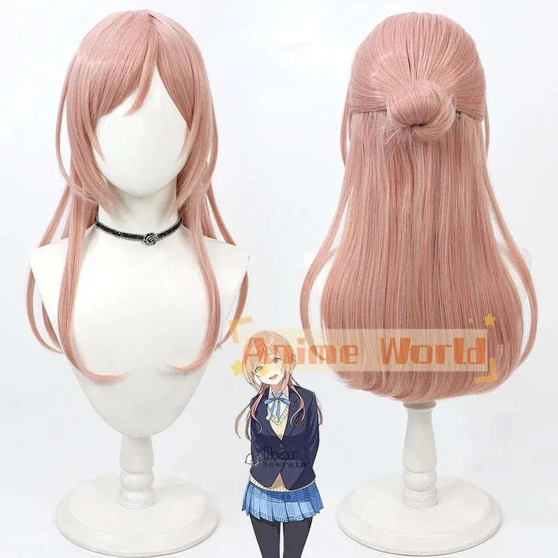 Anime Gakuen IDOLM@STER Rinami Himesaki Capelli sintetici resistenti al calore Halloween Gioco di ruolo Festa Carnevale + Cappellino per parrucca