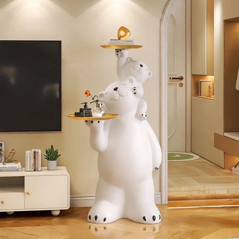 

Trendy Fun Ins Style Tray Polar Bear Living Room Large Floor Standing Ornaments Home Decorations Illumination Statue