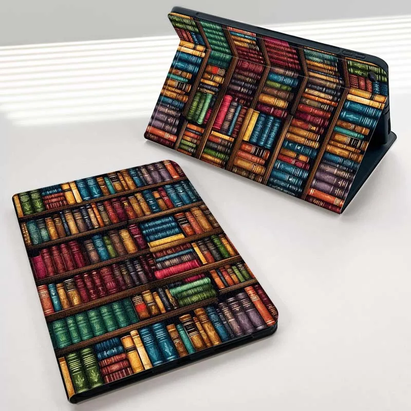 

Art Retro Bookshelf Book For Samsung Galaxy Tab A7 A A8 A9 A11 S6 S11 10.1 10.4 10.5 Inch Lite PLus Tablet Case