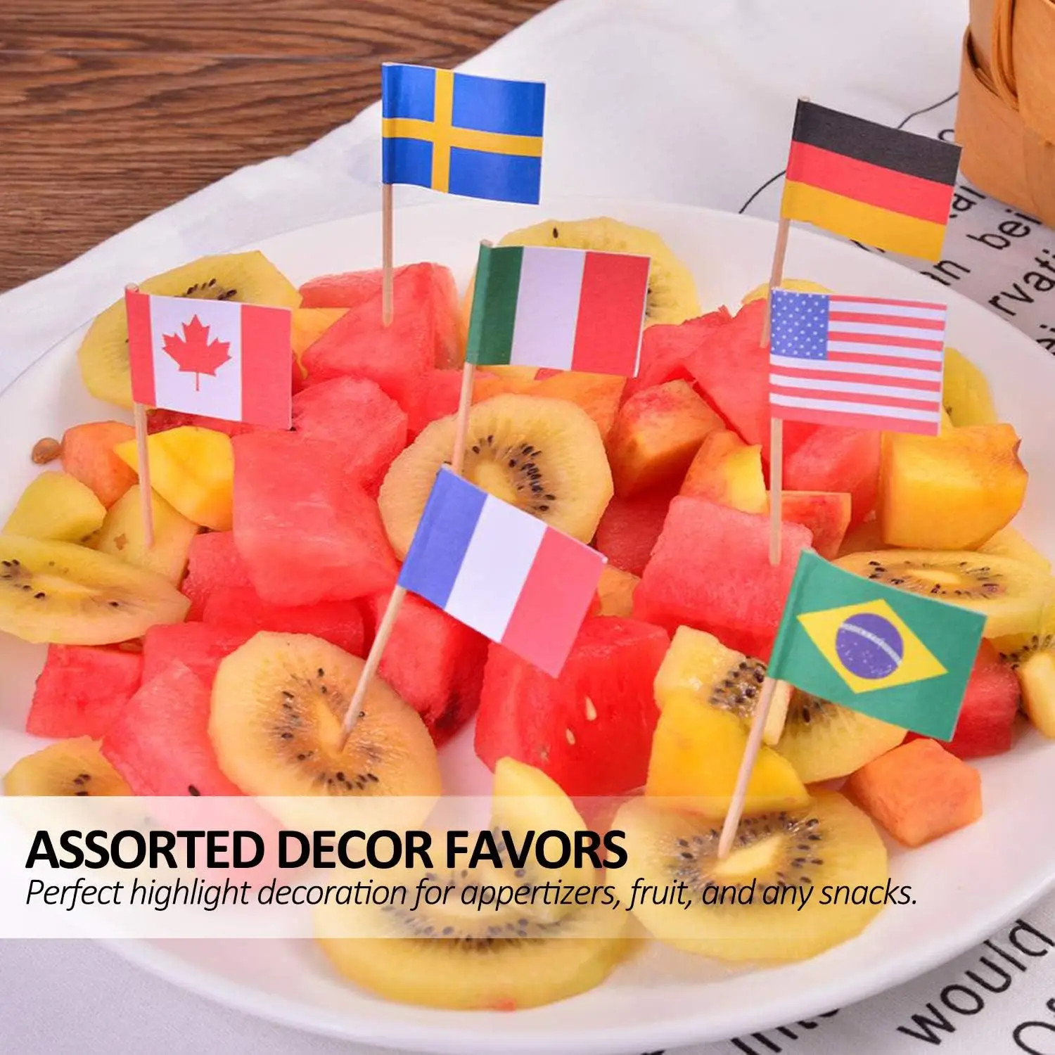 World Flag Toothpick flags Box of 100  Country Flags Dinner Cake Toothpicks Cupcake Decoration Fruit Cocktail Sticks Party