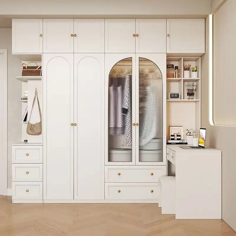 옷장 책상 일체형 조합 세컨드 베드룸 가정용 프렌치 라이트 럭셔리 크림 스타일 화이트