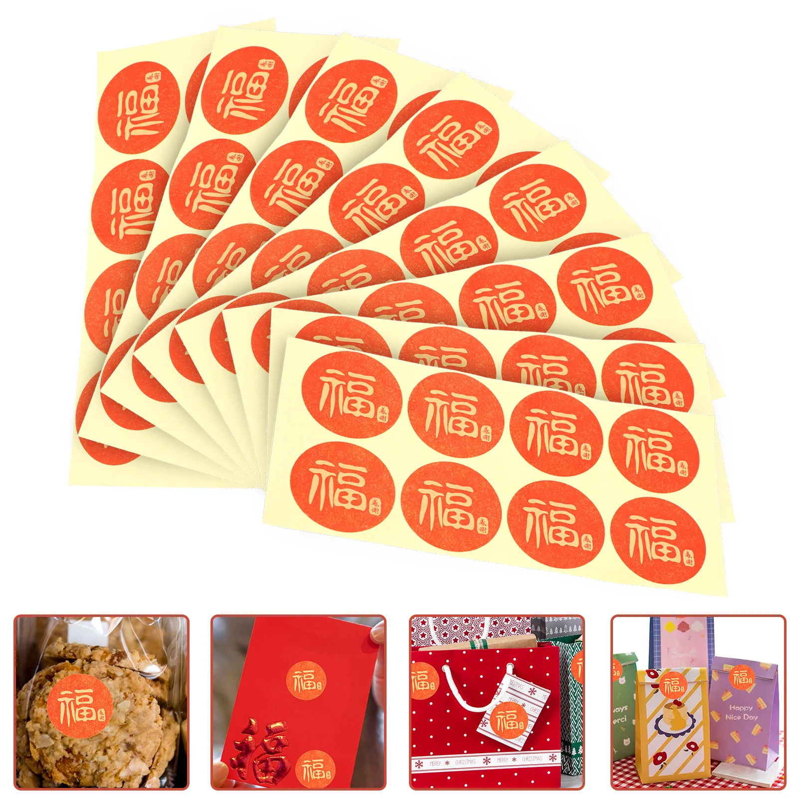 100 Pcs Labels Stickers New Year Festive Chinese Gift Spring Festival Multi-functional Traditional Seal Decorative Red