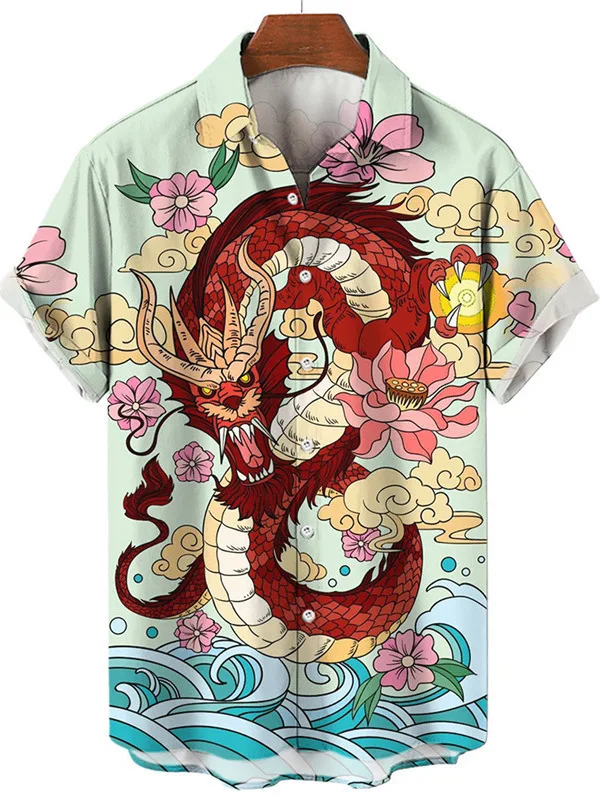 

Повседневный мужской кардиган с принтом дракона, модный открытый кардиган с 3D принтом дракона, дышащий легкий летний ор Све...