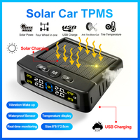 Intelligent TPMS Solar Power Car Tyre Pressure Monitoring System Temperature Warning Sensors Cars Tire Air Pressure Gauge