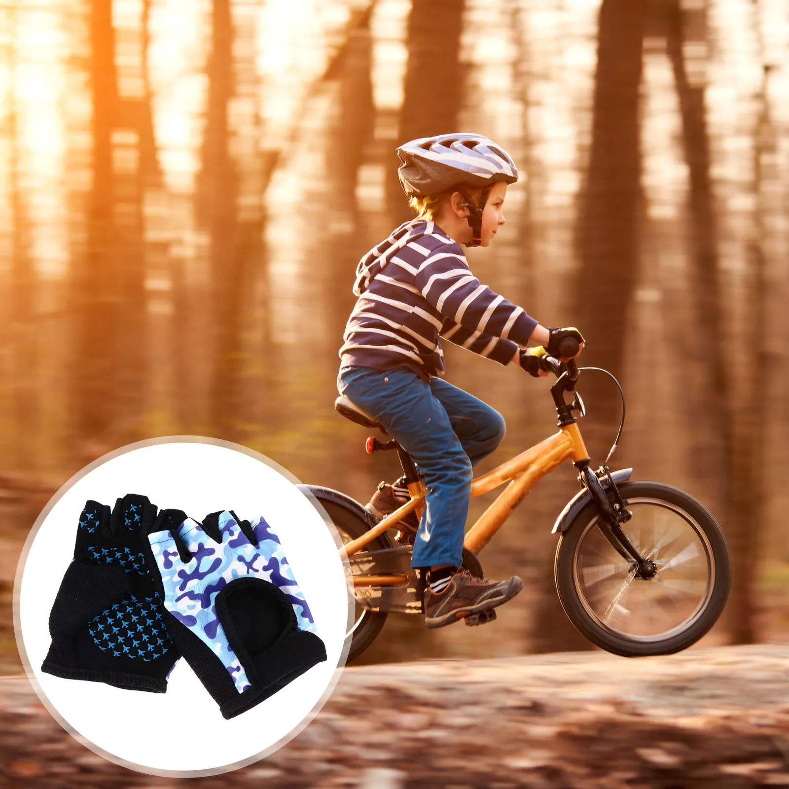 

1Pair Kids Half Finger Cycling Gloves Breathable Comfortable Shockproof Anti Slip Sports Fitness Gloves for Riding Hiking