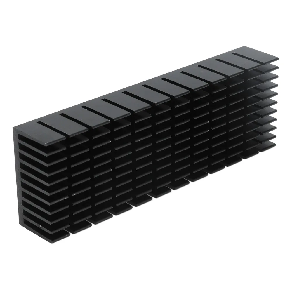 2Pcs 120*40*20mm Cooling Fins With Adhesive Slotted Design Aluminum Heatsink Kit Black Aluminum Electronic Heatsink