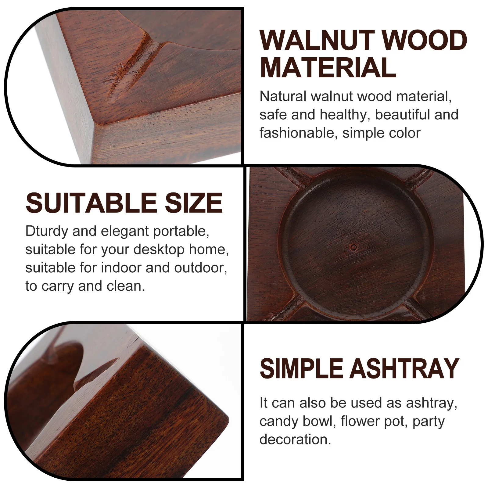 

Cigarette Ash Case Tray Desktop Ashtray Wooden Storage Holder Home Anti-fall Table Adornment