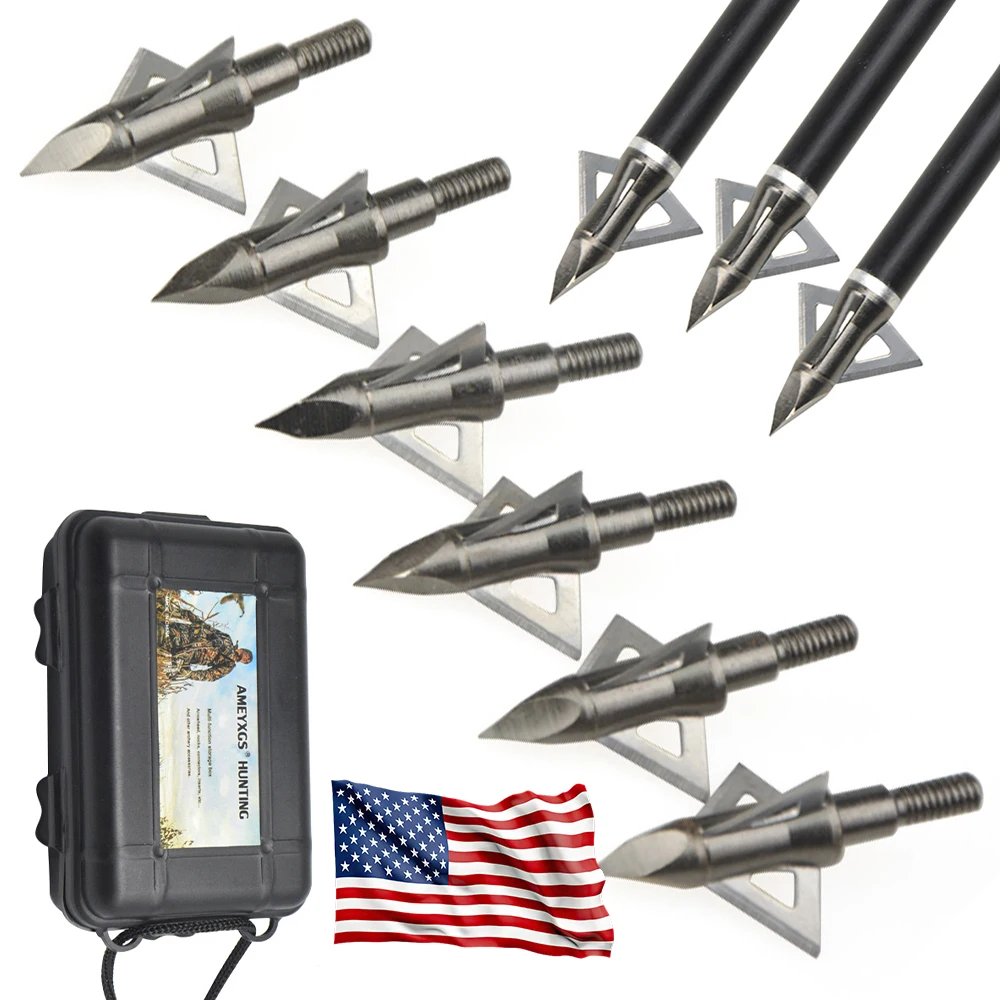 

12PCS Blade Arrowheads Stainless Steel Broahdeads 100Grain Arrow Tip for Recurve Compound Bow Archery Hunting Shooting Accessory