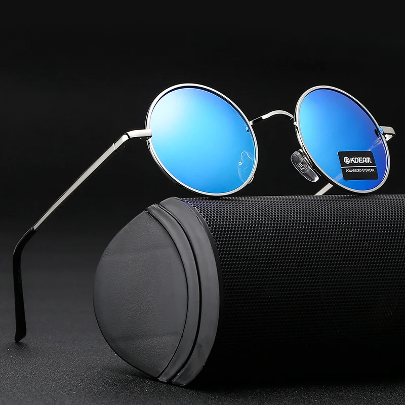 

Polarized Men Women Sunglasses UV400 Gothic Steampunk Style Male Round Eyewear Alloy Frame Fashion Sun Glasses With Box