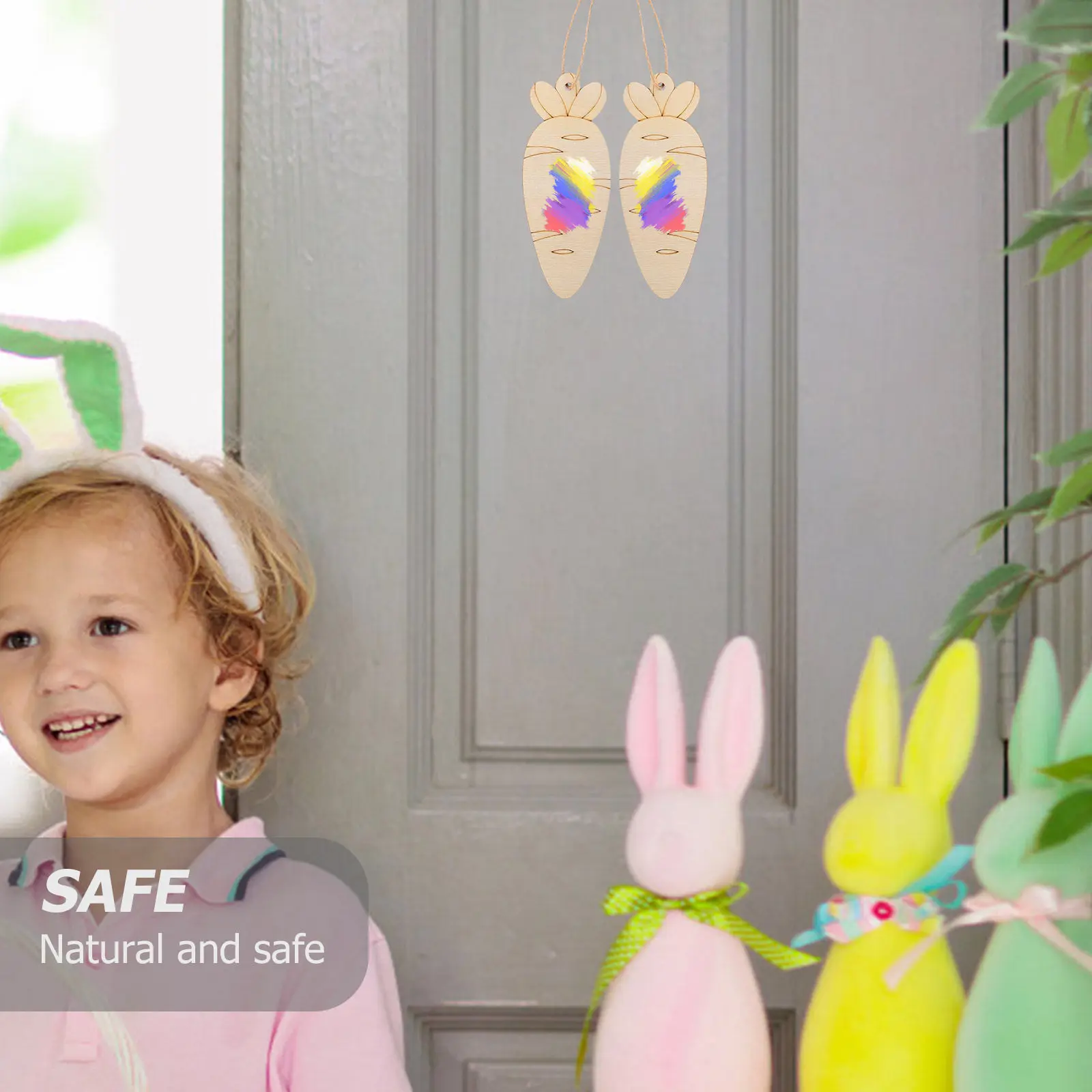 

36 шт. пасхальных заготовок из дерева в форме моркови, для поделок, пустые деревянные элементы, подвесные украшения, декор для пасхальной вечеринки