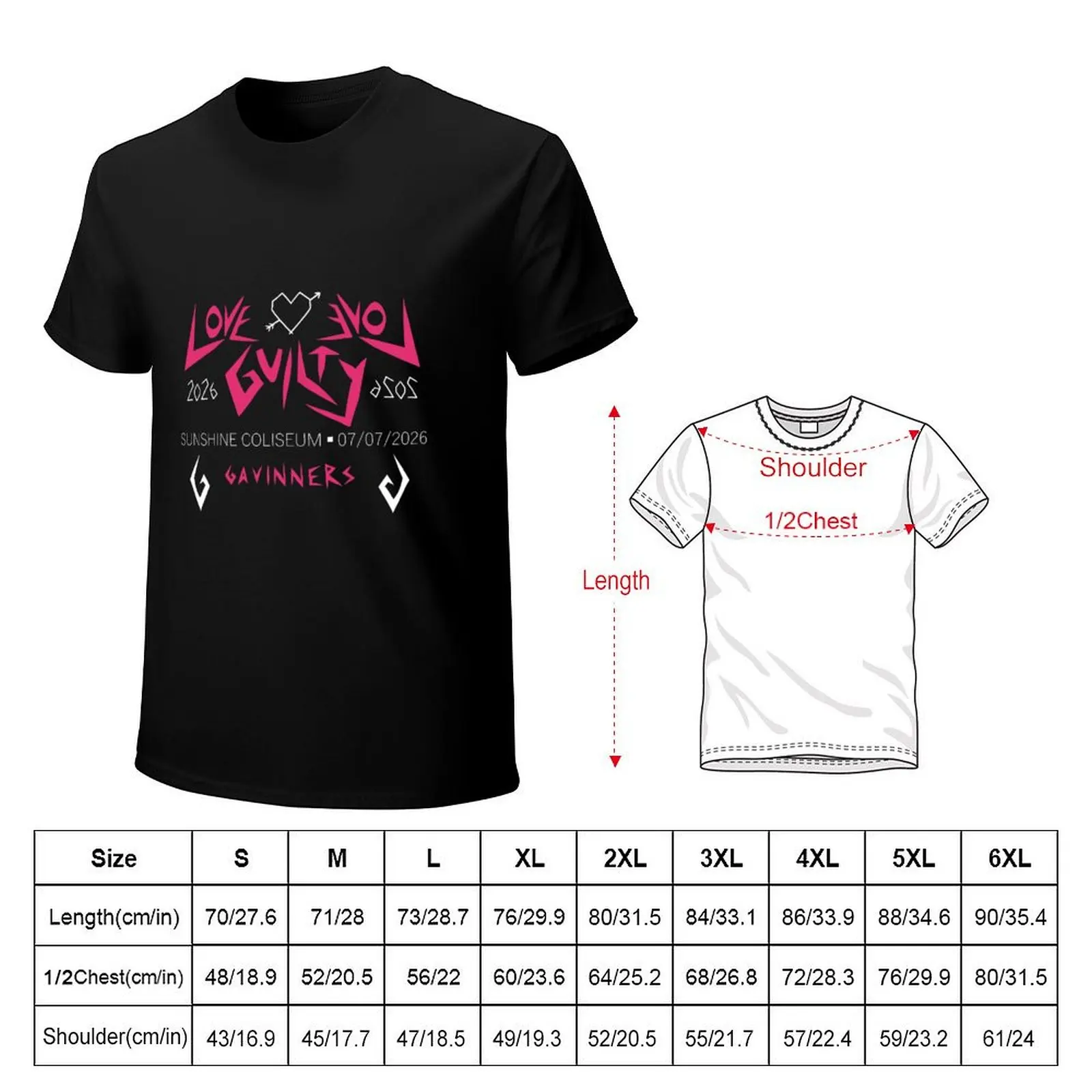 LOVE LOVE GUILTY Gavinners Tour Merch (White Text) T-Shirt Casual Loose Daily Wear T-Shirt