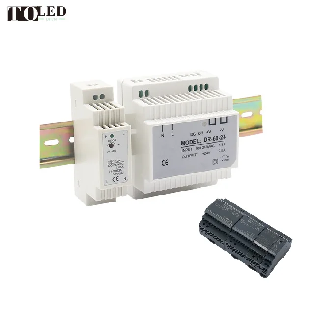 Constant Voltage DC12V/24V 15W 30W 45W 60W DR Din Rail  Power Supply Plastic IP20 Industry Power Supply
