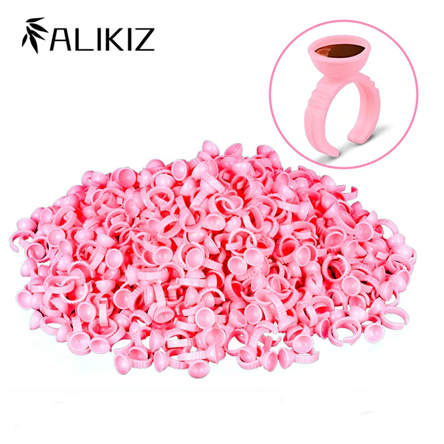 

100Pcs Glue Rings Eyelash Extension Glue Holder Ring Cups for Pigment Tattoo Nail Art Glue Ink Holders