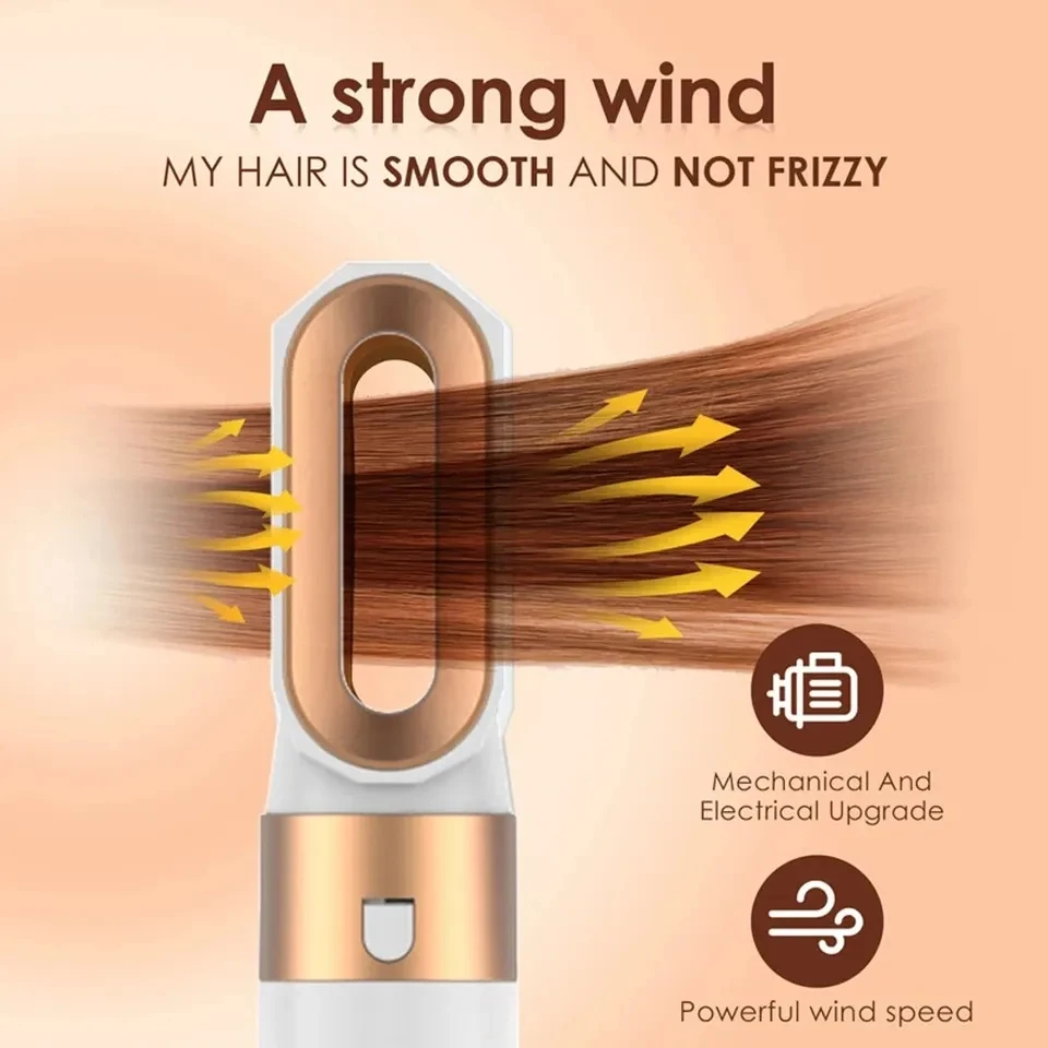 Hot Air Brush 5 In 1 Hairdryer High Speed Hot & Cold Wind Electric Hair Comb Removable Brush Kit Tool Multi-function Hair Curler