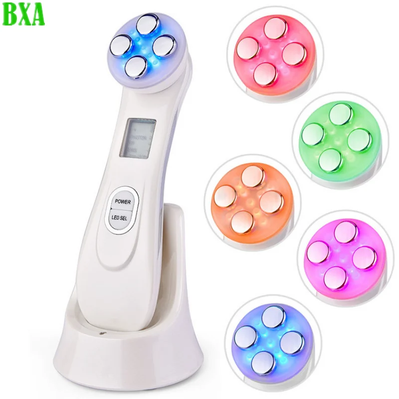 Dispositivo de belleza de fotones LED, electroporación EMS de radiofrecuencia, 5 colores, estiramiento de la piel, antiarrugas, cuidado de la piel, masajeador facial