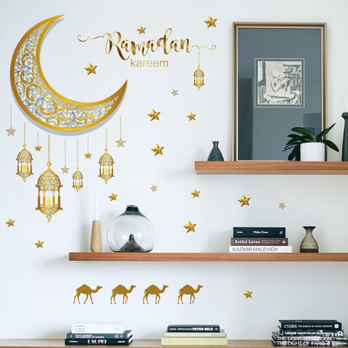 

Eid Wall Stickers Ramadan Kareem Moon Star Lantern Wall Decal Ramadan Decorations For Home 2024 Islamic Muslim Mural Eid Mubarak