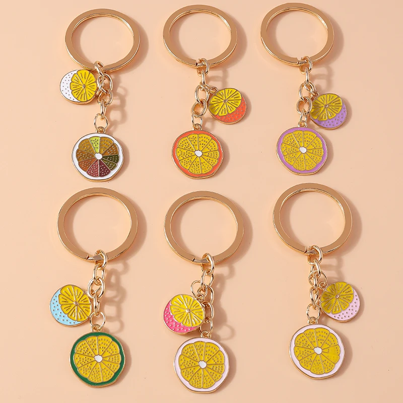 

New Enamel Lemon Keychain Simulation Fruit Key Ring Pendants for Women Girl Handbag Decor DIY Handmade Jewelry Gifts