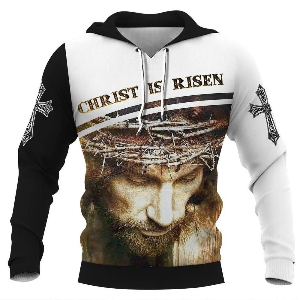 New Christian Jesus Men\'s Hoodie 3D Print Harajuku Clothes Fashion Hooded Sweatshirt Oversized Casual Pullover Tops