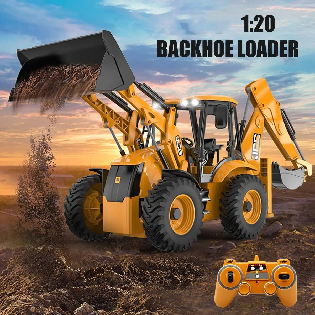 2.4G Remote Control Construction Vehicle RC Excavator Bulldozer Backhoe Loader Digger Heavy Duty Tractor Truck Children’s Playth