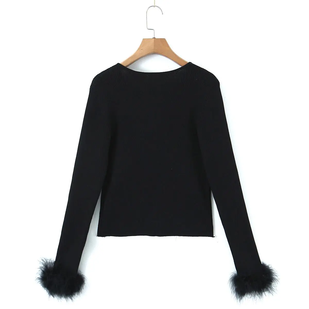 2023 autunno vestiti di buona qualità Wome Cardigan Plus Size sera a parigi polsini In pelliccia maglione Slim Black Curve maglia Outewear