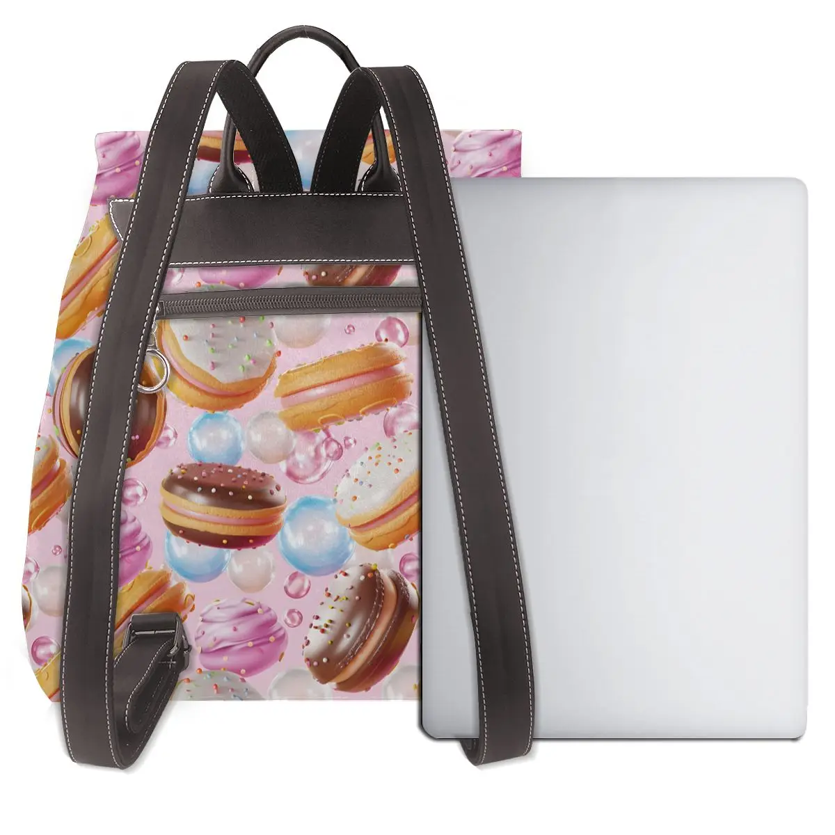 حقيبة ظهر نسائية جديدة بأنماط ثلاثية الأبعاد من Sweet Treats and Pearls، حقيبة ظهر ذات سعة كبيرة من الجلد عالي الجودة وبسيط