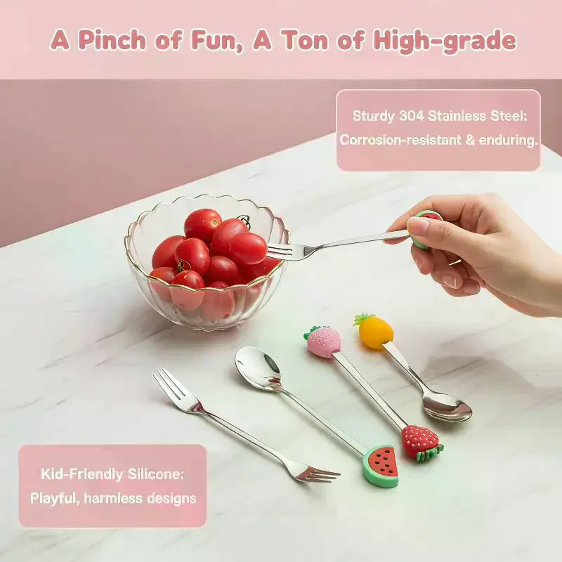 Fruit Shaped Sugar Ice Cream Dessert Kitchen Tool Coffeeware Coffee Spoon Teaspoon Fruit Fork Stirring Spoon