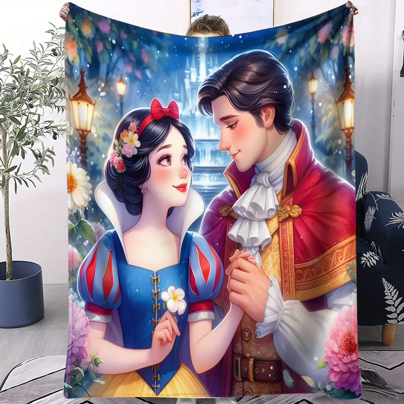 

Snow White Christmas Wreath Blanket - Festive Throw for Living Room Bed Fairytale Lovers Ideal for Decor, Gifting & Cozy Leisure
