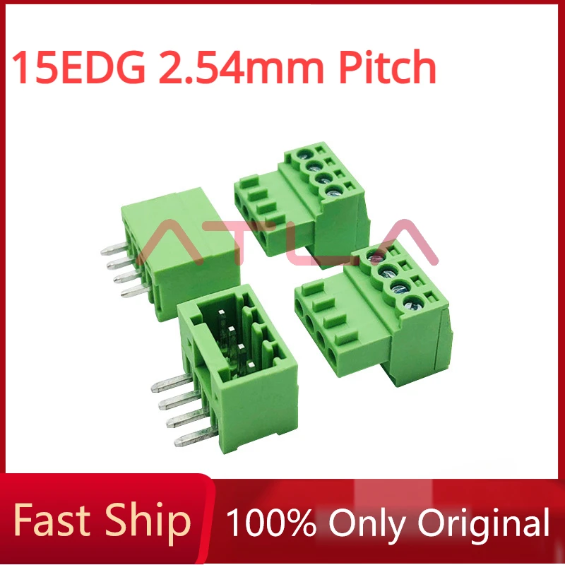 

5sets 15EDG 2.54mm Pitch Screw Wiring Plug-in Terminal Welding Plate Socket 2.54 + Pin Header 2p 3p 4p 5p 6p