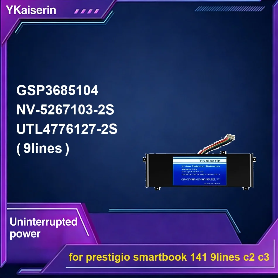 

Аккумулятор для ноутбука с длительным сроком службы GSP3685104 NV-5267103-2S 6100-9000 мАч для Prestigio Smartbook 141 9LINES C2 C3
