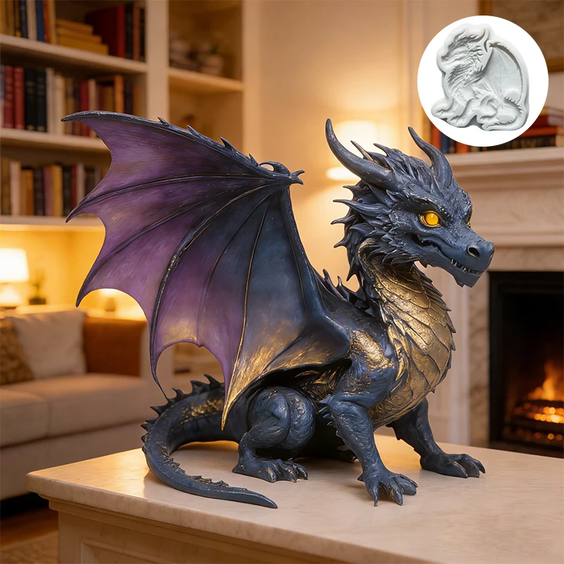 Molde de silicona de dragón de doble alas, molde de resina reutilizable, molde de arcilla y yeso, molde hecho a mano con colgante decorativo DIY