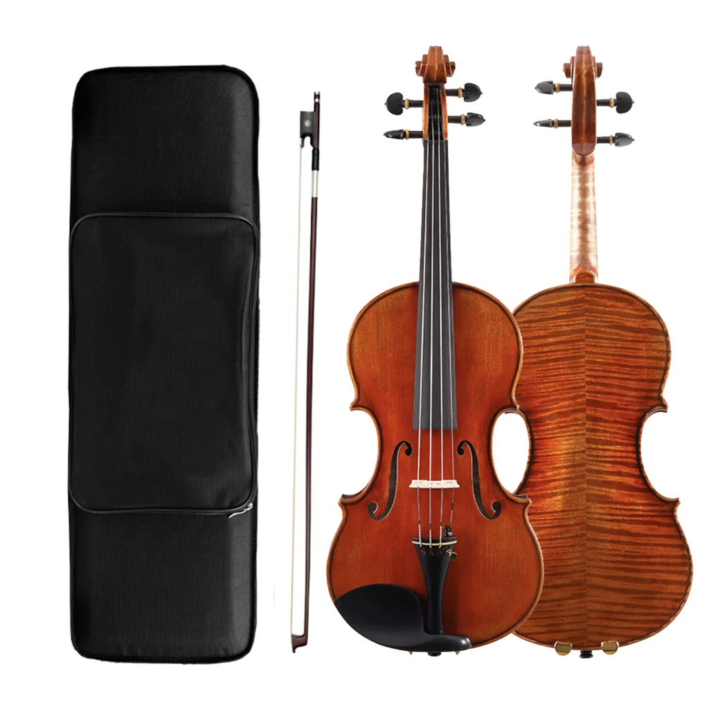 

NAOMI Professional Handcraft Advanced Stage Fiddle 4/4 Violin European Top Great Flames Back Violino Free IPE Bow Case KIT