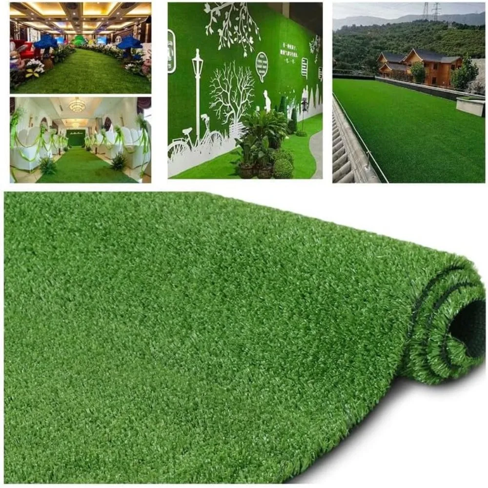 Artificial Grass Turf 7FTX12FT, Indoor Outdoor Balcony Garden Pet Fake Grass Rug Turf Mat, Carpet with Drainage HolesFaux Grass