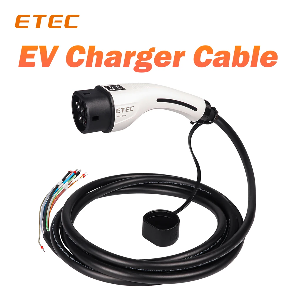 ETEC EV 충전기 플러그 타입 2 케이블, 1 상 3 상 자동차 충전 스테이션, 전기 자동차 IEC62196-2 EKEP3, 16A, 32A, 8KW, 11KW, 22KW