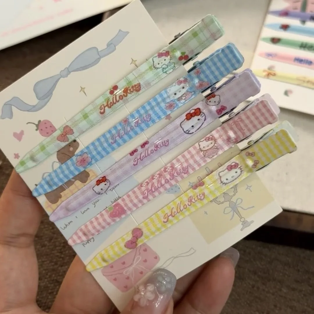 Miniso Kitty Hairpin One-line Hair Card Super Fairy Cute Cartoon Headdress Cute Girl Fluffy Bangs Hair Duckbill Clip