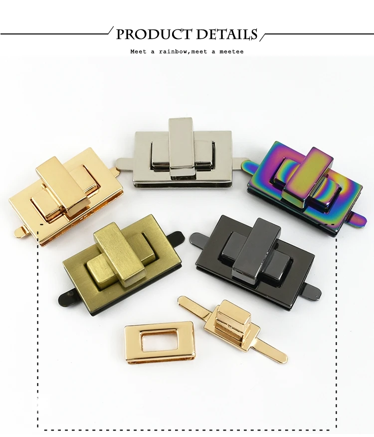 2Pcs Deepeel Metal Lock Buckle Bag Turn Twist Locks Clasp Handbag Purse Decoration Closure Buckles Bags Latch DIY Accessories