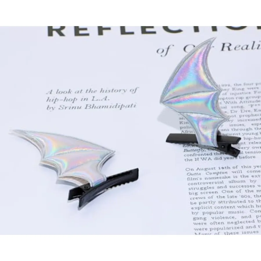 Halloween Bat Wings Hair Clips 4Pcs Horror Devil Goth Ear Hairpins Hair Barrettes Accessories for Women Adults Props Party Cosp view 3