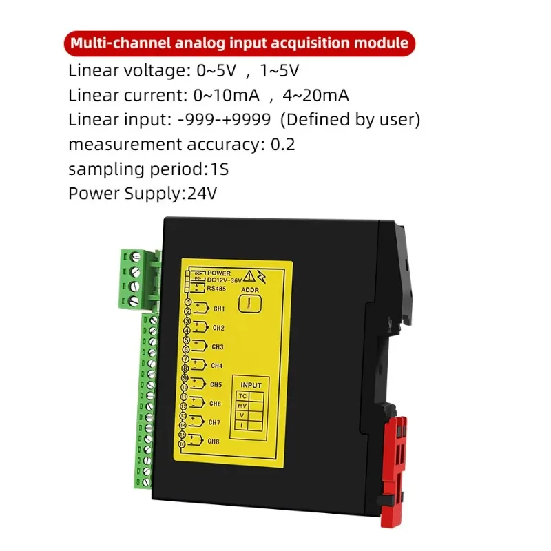 Optical isolation 1 channel data collection 0-10V/4-20mA input Modbus Rs485 analog signal converter digital signal rail
