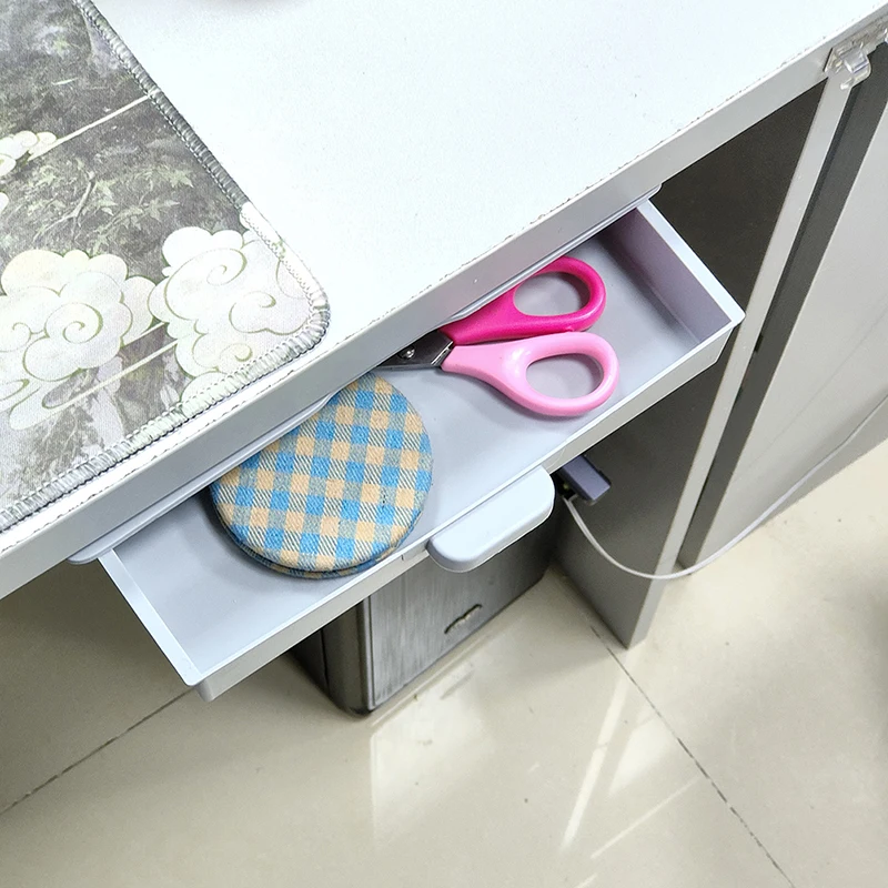 Under Desk Storage Box Invisible Drawer Desk Bottom Paste Finishing Box Students Stationery Box/Mini Metal Square Storage Tin