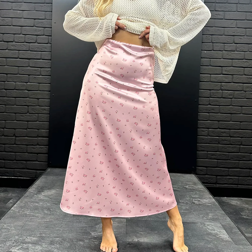 Tuularose Women's Elegant Maxi Skirt Fashion Print Contrast Casual Loose Skirt High Waist New Party Commuting Chic Women's Skirt