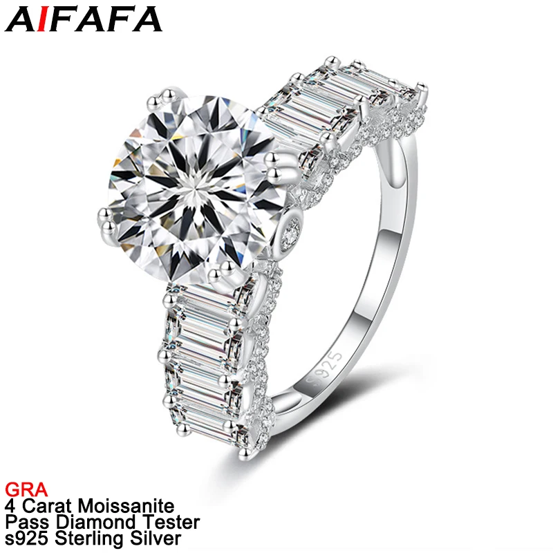 4 Carat D Color VVS1 Moissanite Diamond Rings for Women Luxury s925 Silver Moissanita Wedding Ring Beauty Gifts Fine Jewelry