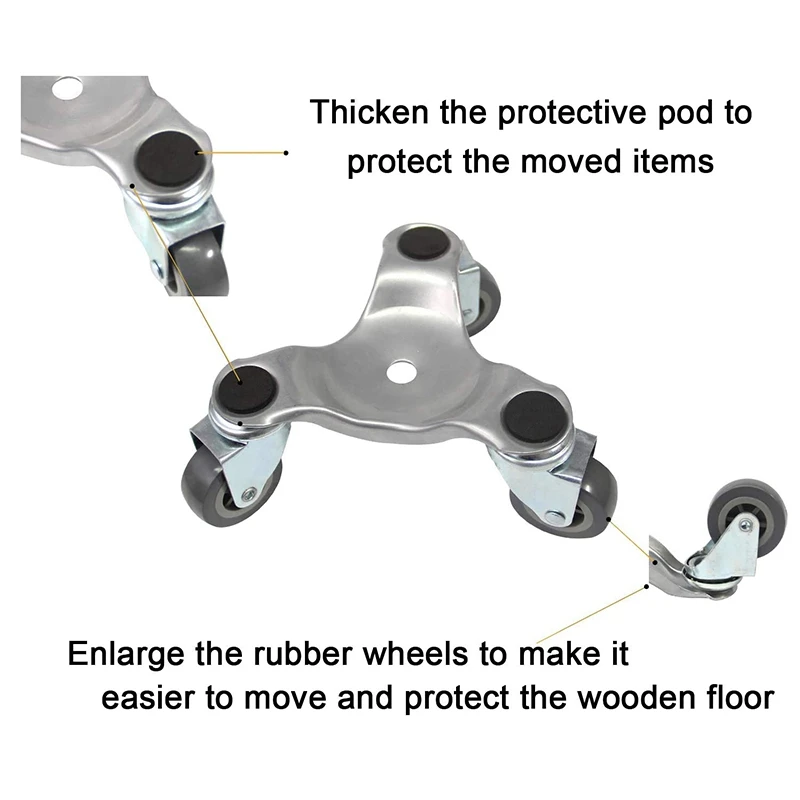 Furniture Mover Dolly With Lifter, 6-Inch Steel Tri-Doll With Load Capacity Of 500Lbs, 3 Wheels Movers,Set Of 5 Pack