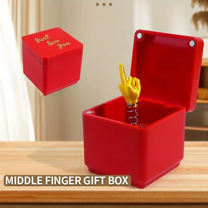 Funny Prank Box with Heart - Surprise Finger Gift for Adults, Red Practical joke, Secret compartment, Cute Prank Toy for Friends