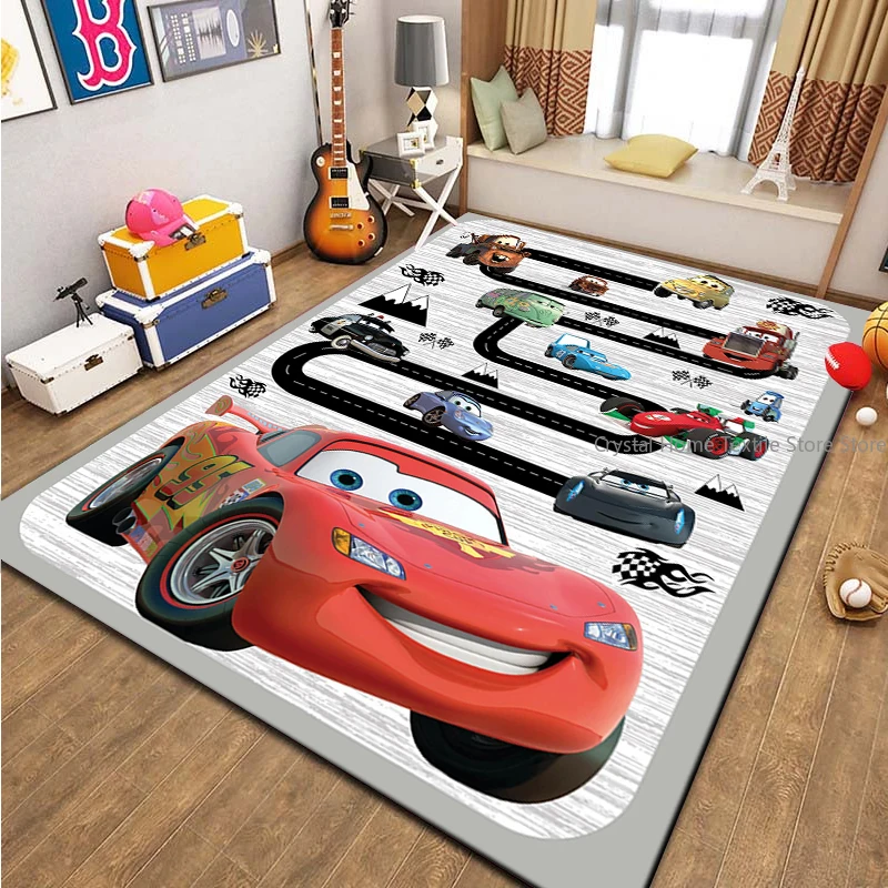 Tapis de sol Cars McQueen Motorway pour salon, tapis de voiture, tapis de sol, tapis de chambre d'enfant, tapis de crèche, tapis de jeu
