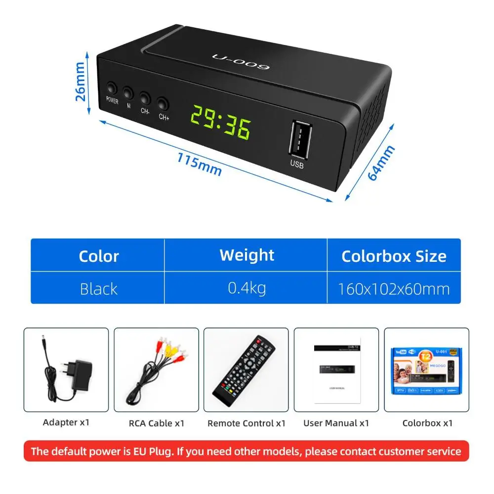 Youtube 1080P MPG4 STB DVB-T2 ชุดจูนเนอร์กล่องด้านบนถอดรหัสเครื่องรับสัญญาณโทรทัศน์ดาวเทียม