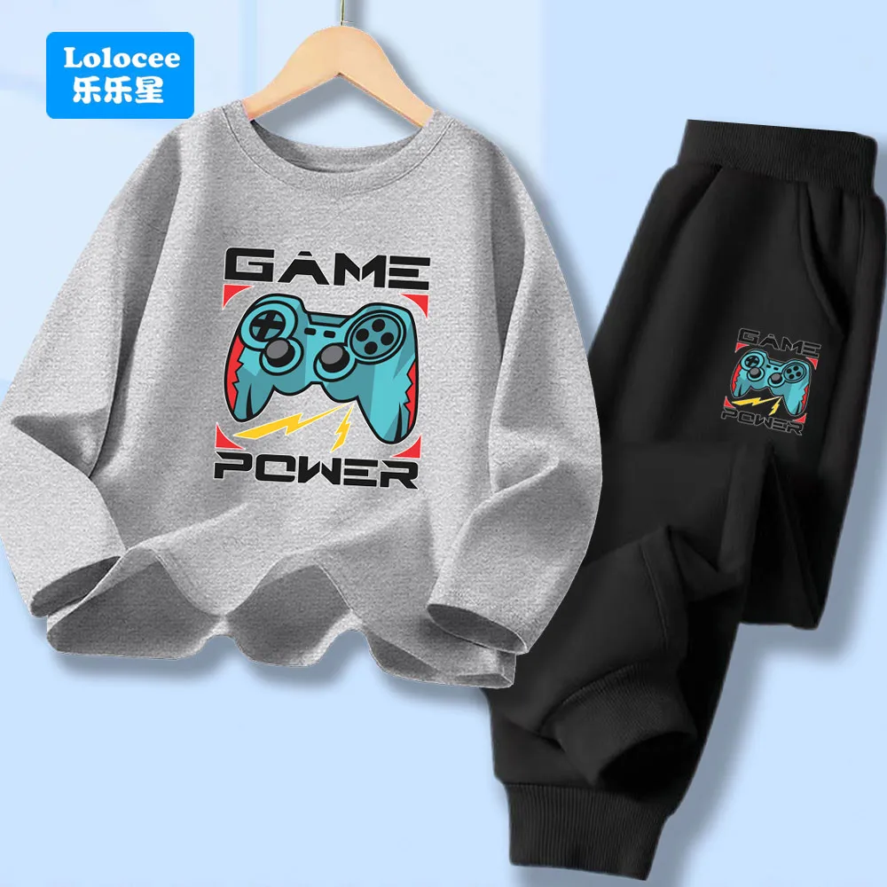 أطفال الرياضة الزي المراهقين ربيع الخريف طويلة الأكمام تي شيرت بلوزات وسراويل 2 قطعة مجموعات الأولاد غمبد مطبوعة رياضية YXJ01 #1